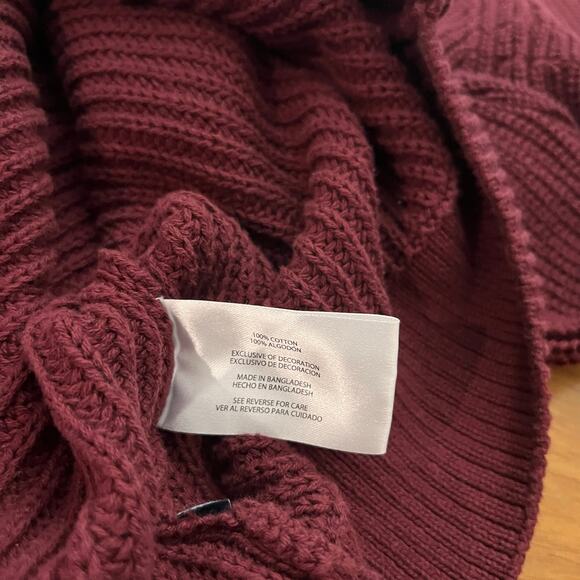 Gap Cardigan Size Small Cotton Button Deep V Neck Sweater Maroon Zinfandel Y2K - Picture 11 of 14